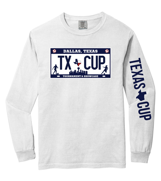 TX Cup License Plate L/S Tee - White