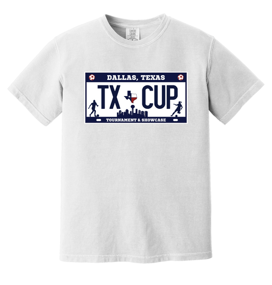 TX Cup License Plate S/S Tee - White